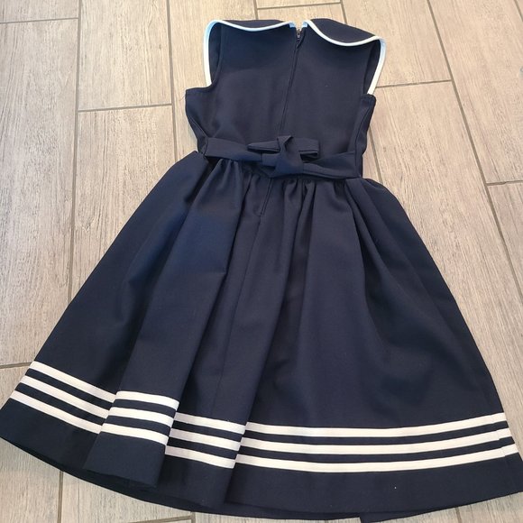 Bonnie Jean girls nautical navy blue and white sleeveless dress size 6X - Picture 6 of 11